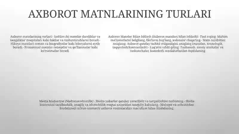Axborot Matnlar Bilan Ishlash Va Media Madaniyat 4