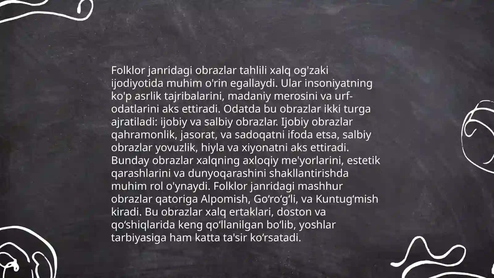 Folklor janrdagi asar tahlili: namunasi mustaqil ta'limda 4
