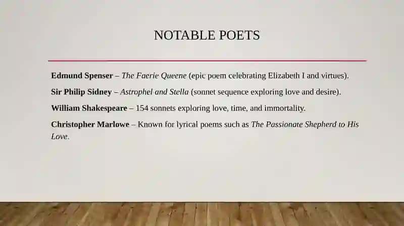 Elizabethan poetry, drama and fiction. 4