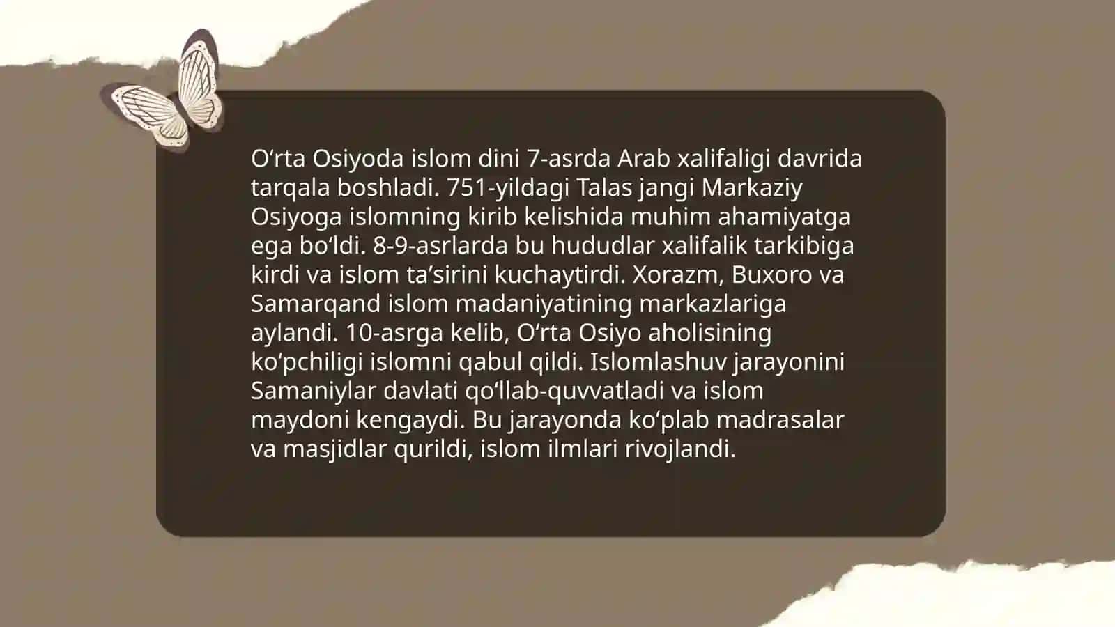Arablar tomonidan Oʻrta Osiyoni istilosi 4