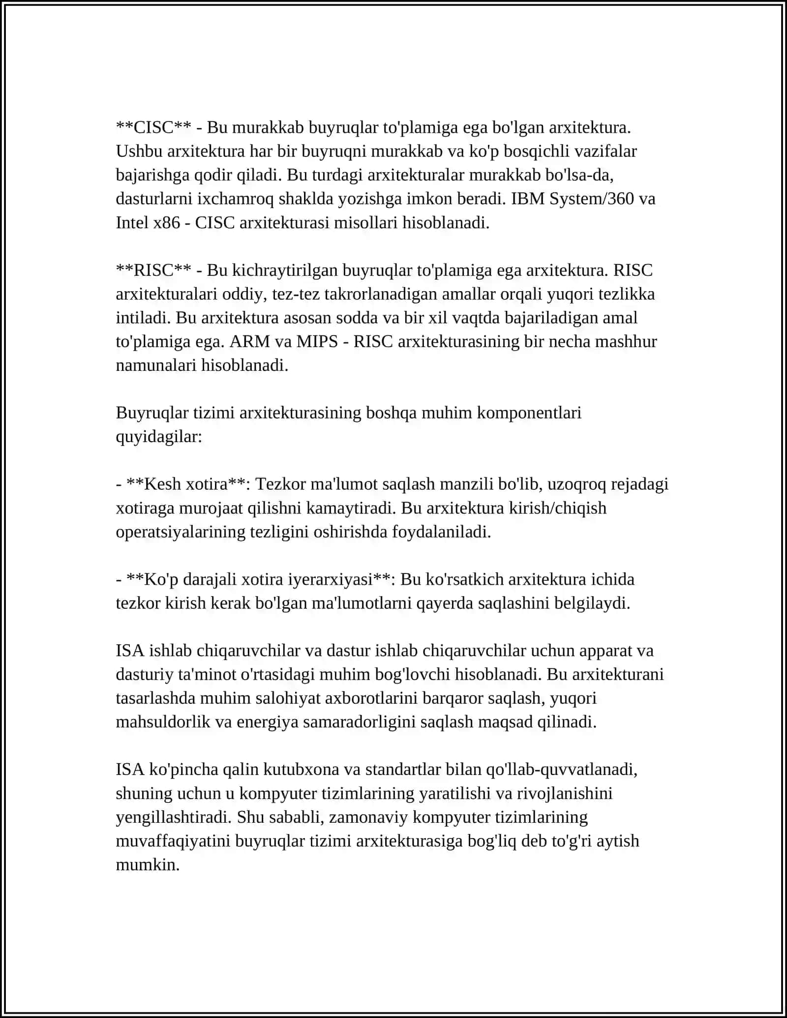BUYRUQLAR TIZIMI ARXITEKTURASINI TASNIFLASH 4