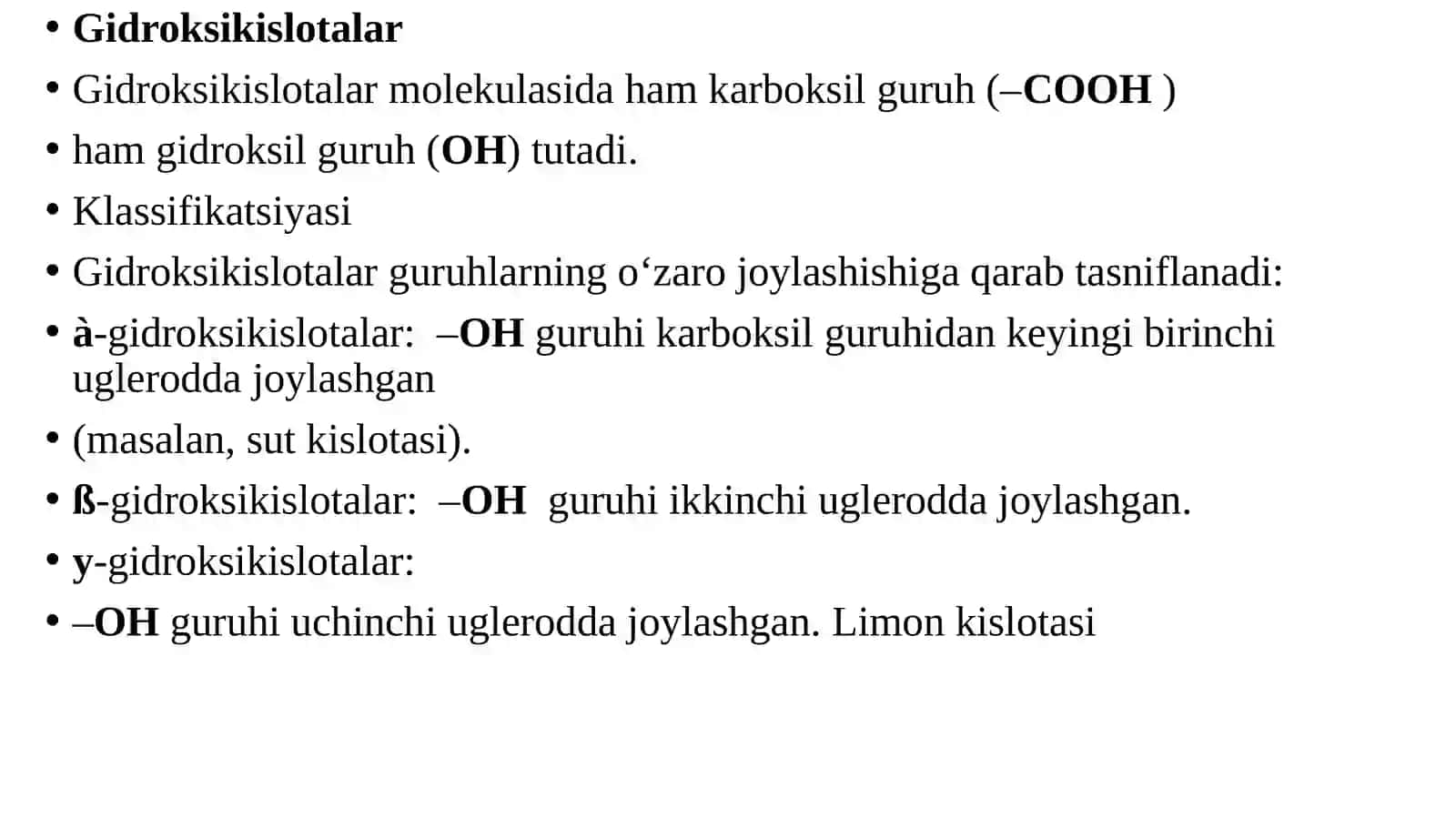 Geterofunktsional birikmalar. Gidroksikislotalar. Aldegido-va ketokislotalar 4
