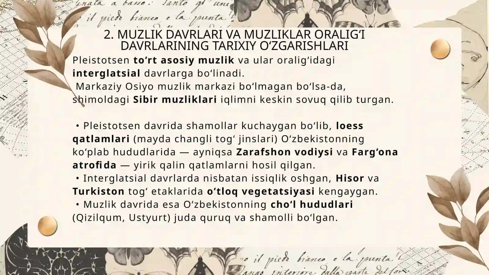 Markaziy Osiyoda Pleistotsen davri iqlimi 4