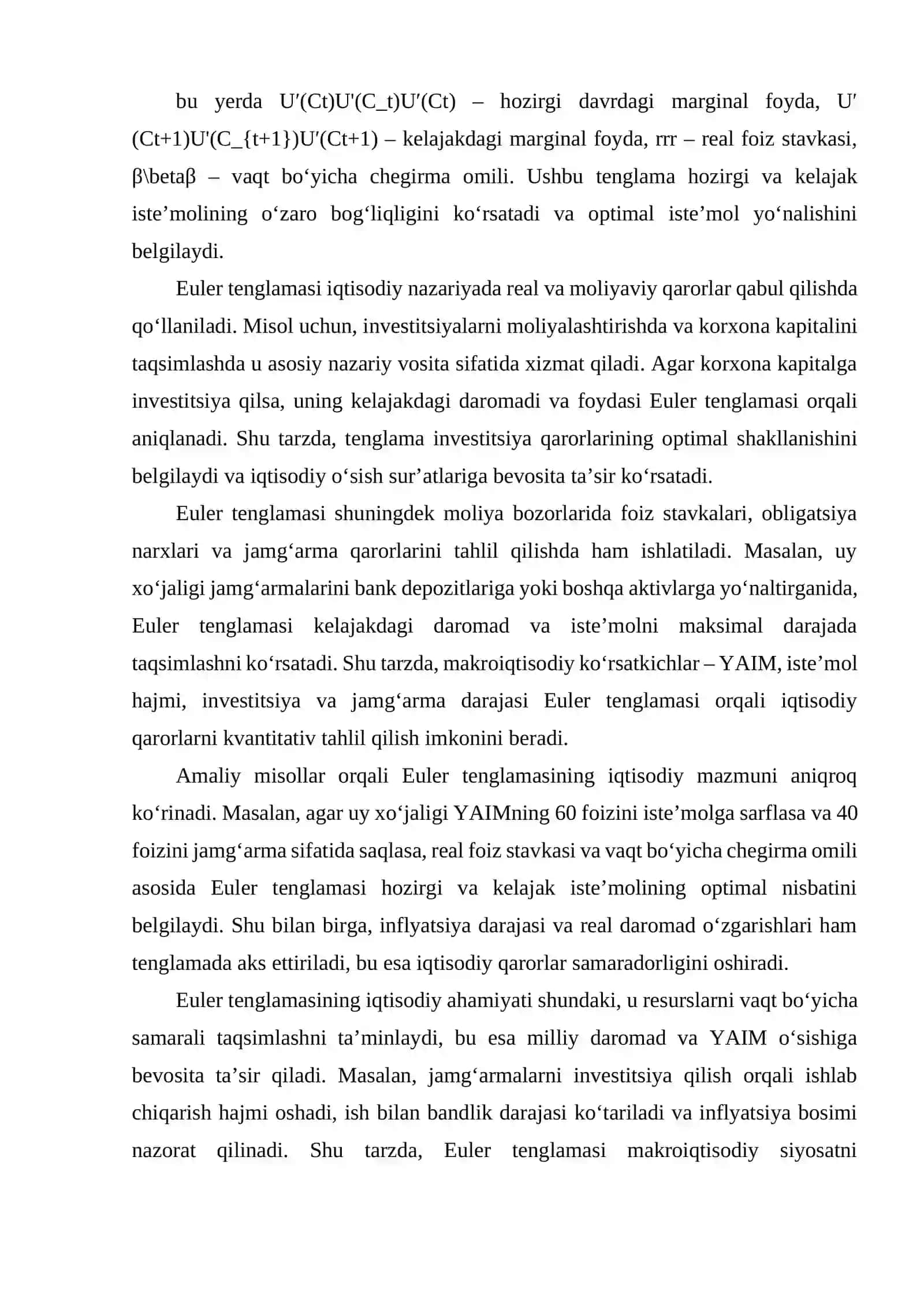 Euler tenglamasi va intertemporal tanlov nazariyasi 4