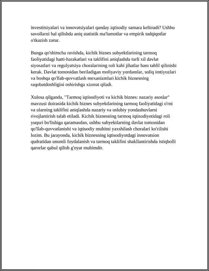 Tarmoq iqtisodiyoti va kichik biznes: nazariy asoslar 4