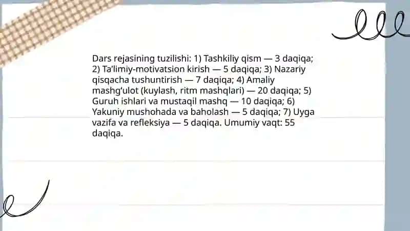 4-sinf musiqa darsi dasturini dars ishlanmasi 4