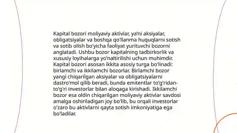 Moliyaviy bozorlar va ularning faoliyati. 4