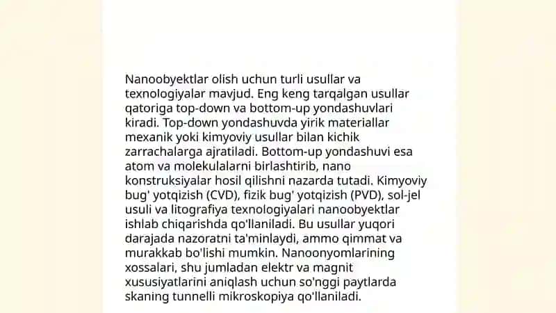 Òlcham effekti. Nanoólchamdagi ob'ektlar.Nanoobyektlar olinishi va kolloid moddalar bilan solishtirish 4