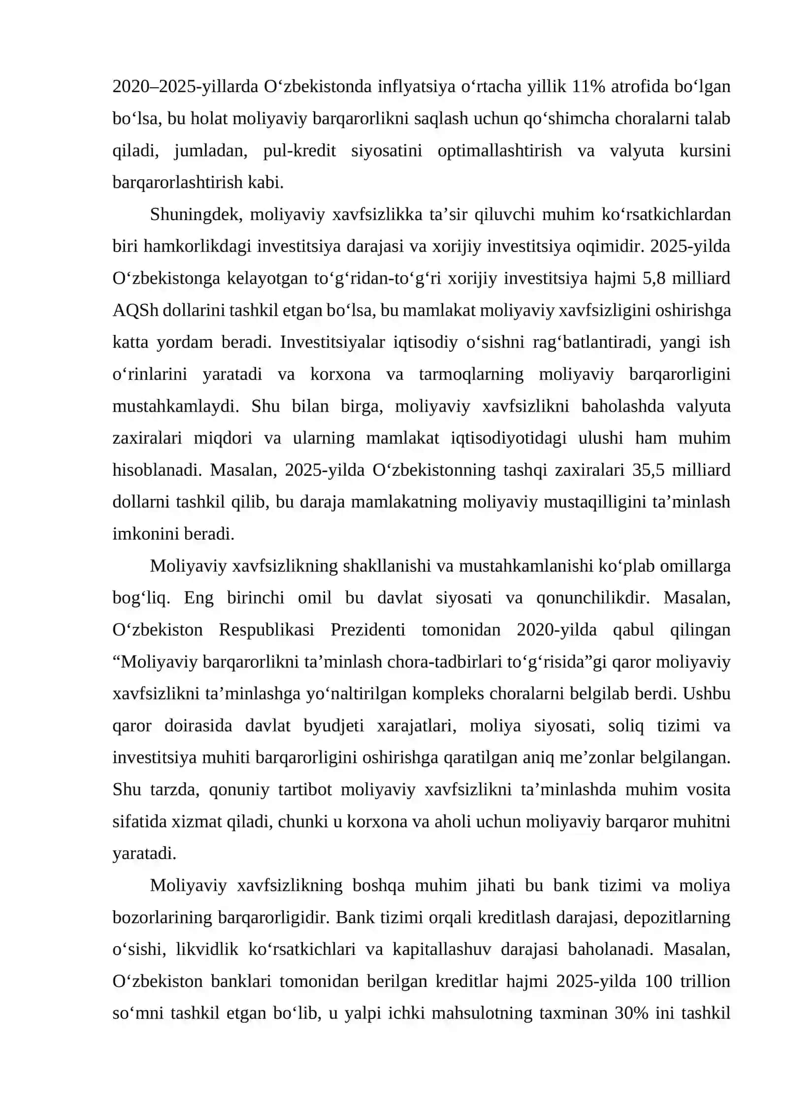 Moliyaviy xafsizlik ko‘rsatkichlari va me’zonlari 4