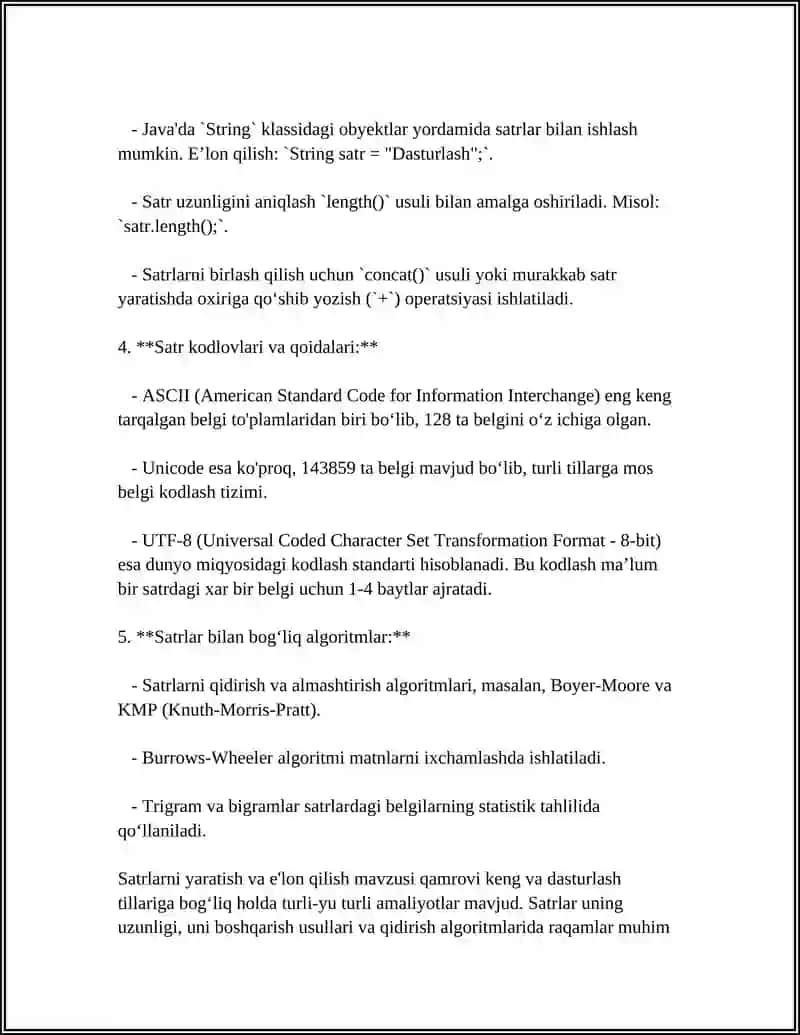 SATRLAR BILAN ISHLASH 4