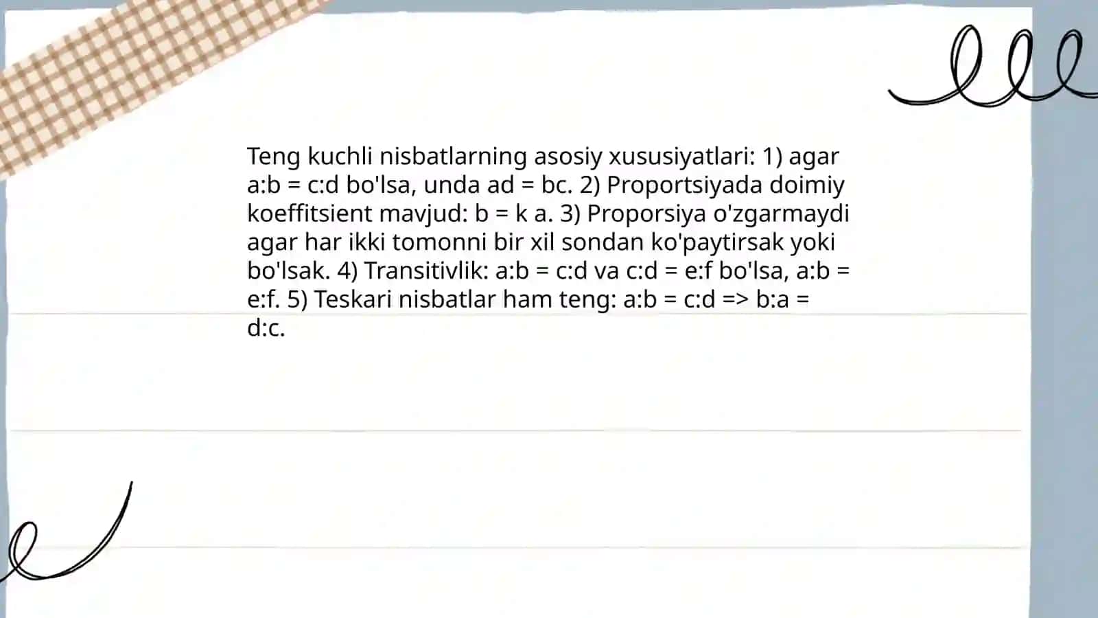 Teng kuchli nisbatlar 4