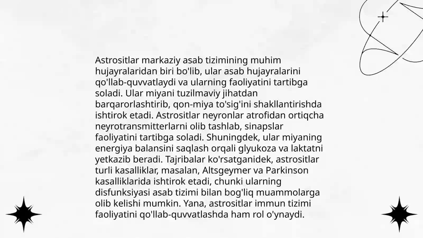 Neyrogliya hujayraning turlari va uning oqibatlari 4