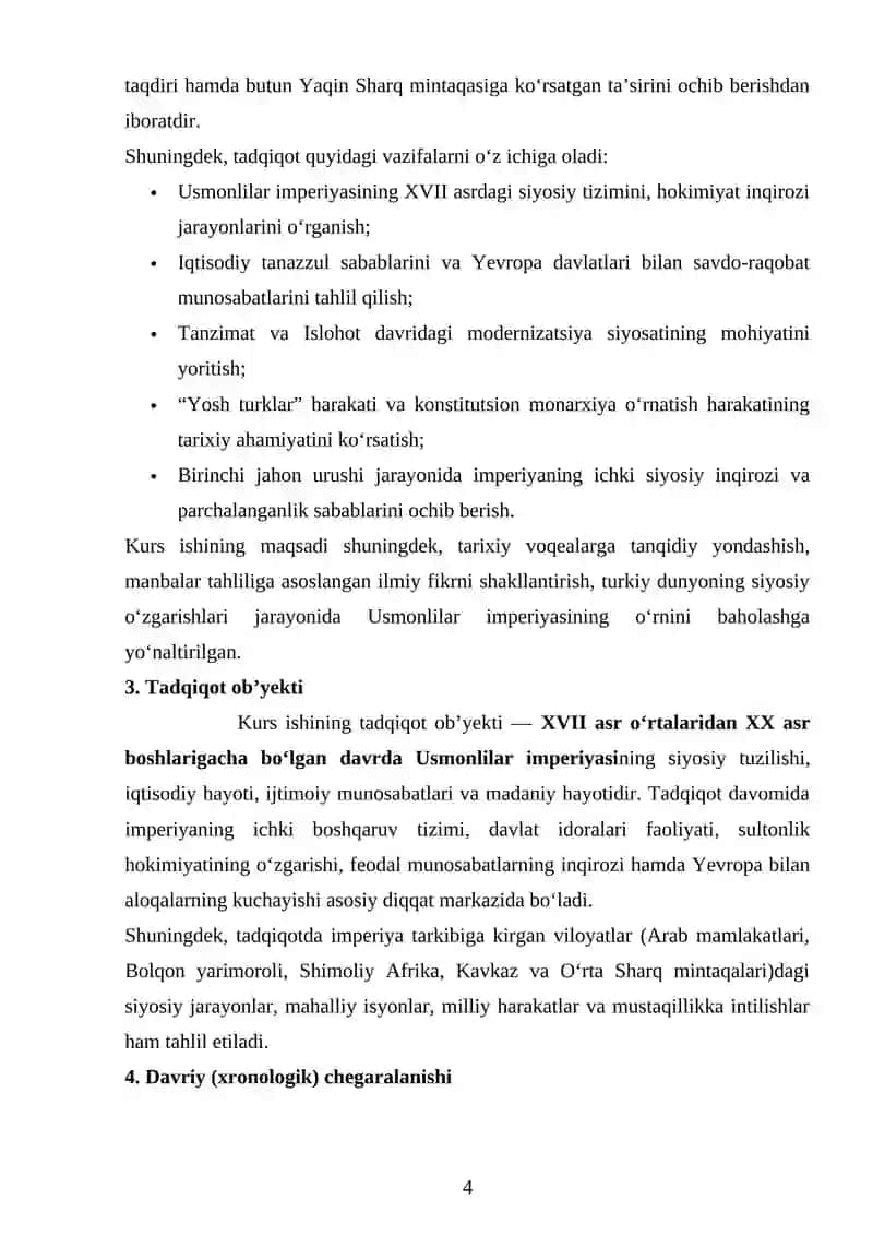 XVII asr oʻrtasi XX asrlarda Usmonlilar imperiyasi 4