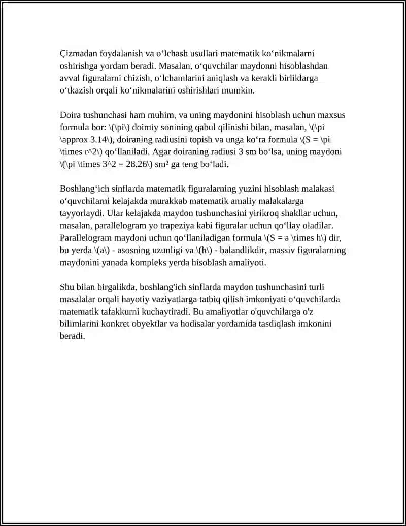 BOSHLANGICH SINF MATEMATIKA KURSIDA OTILADIGAN FIGURALARNING YUZI 4