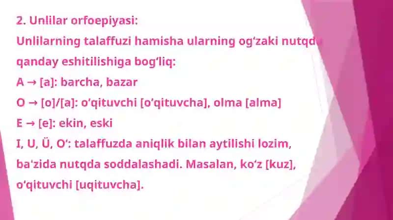 Oʻzbek adabiy tilining orfoepik meʼyorlari 4