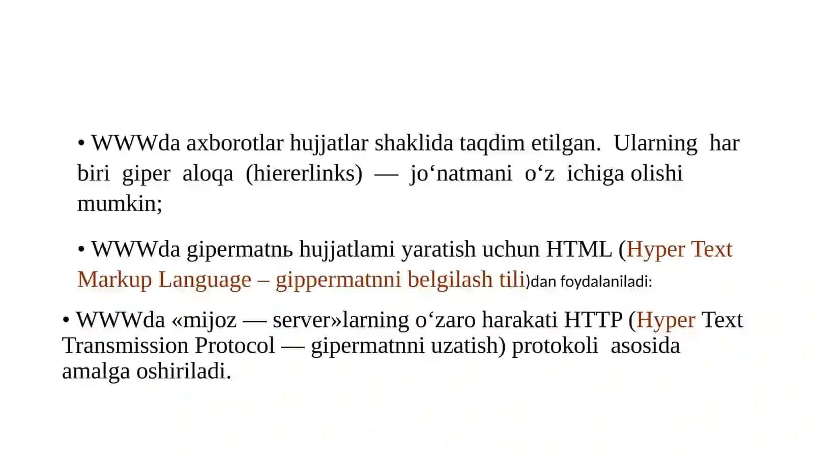 World Wide Web va HTML 4