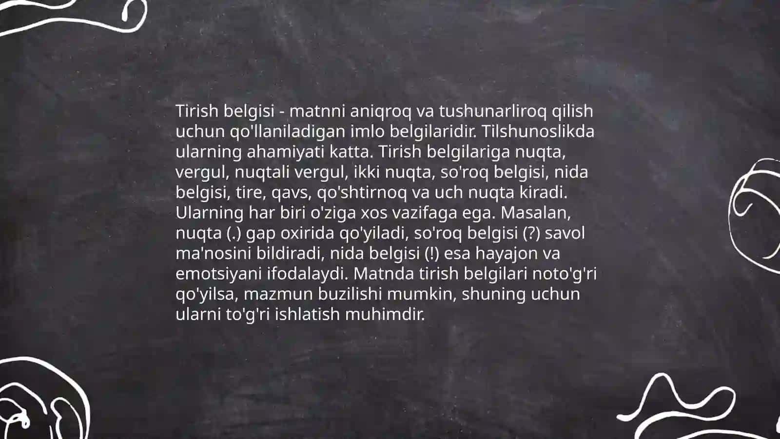 Tinuvchi belgilar 4