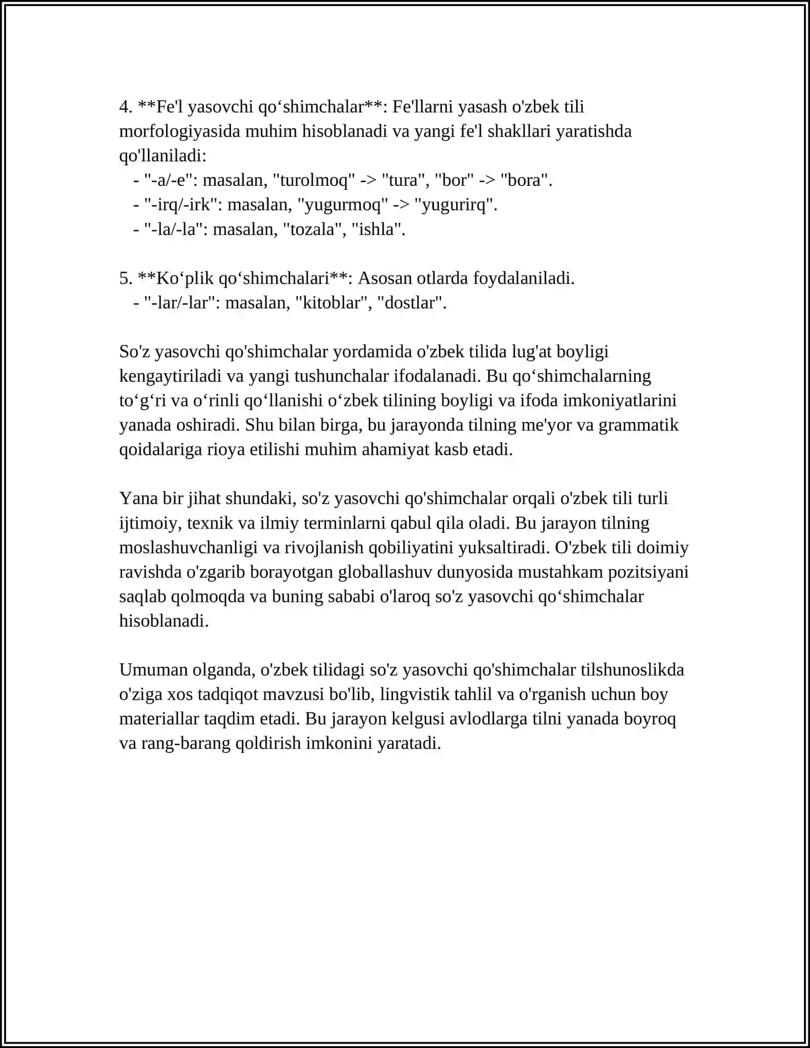 O'ZBEK TILIDA SOʻZ YASALISHI 4