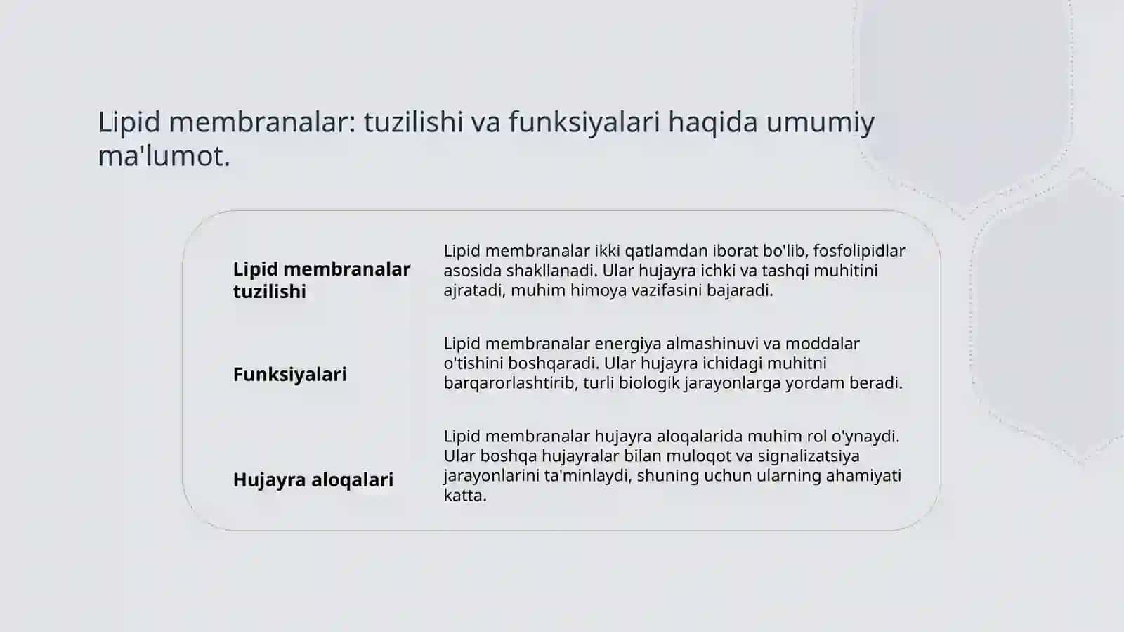 Membrana lipidlari va oqsillari 4
