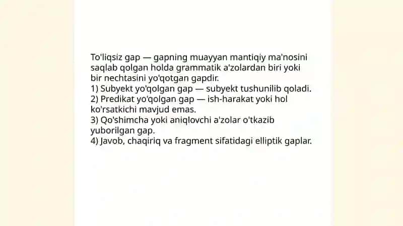 To'liq va to'liqsiz gaplar 4