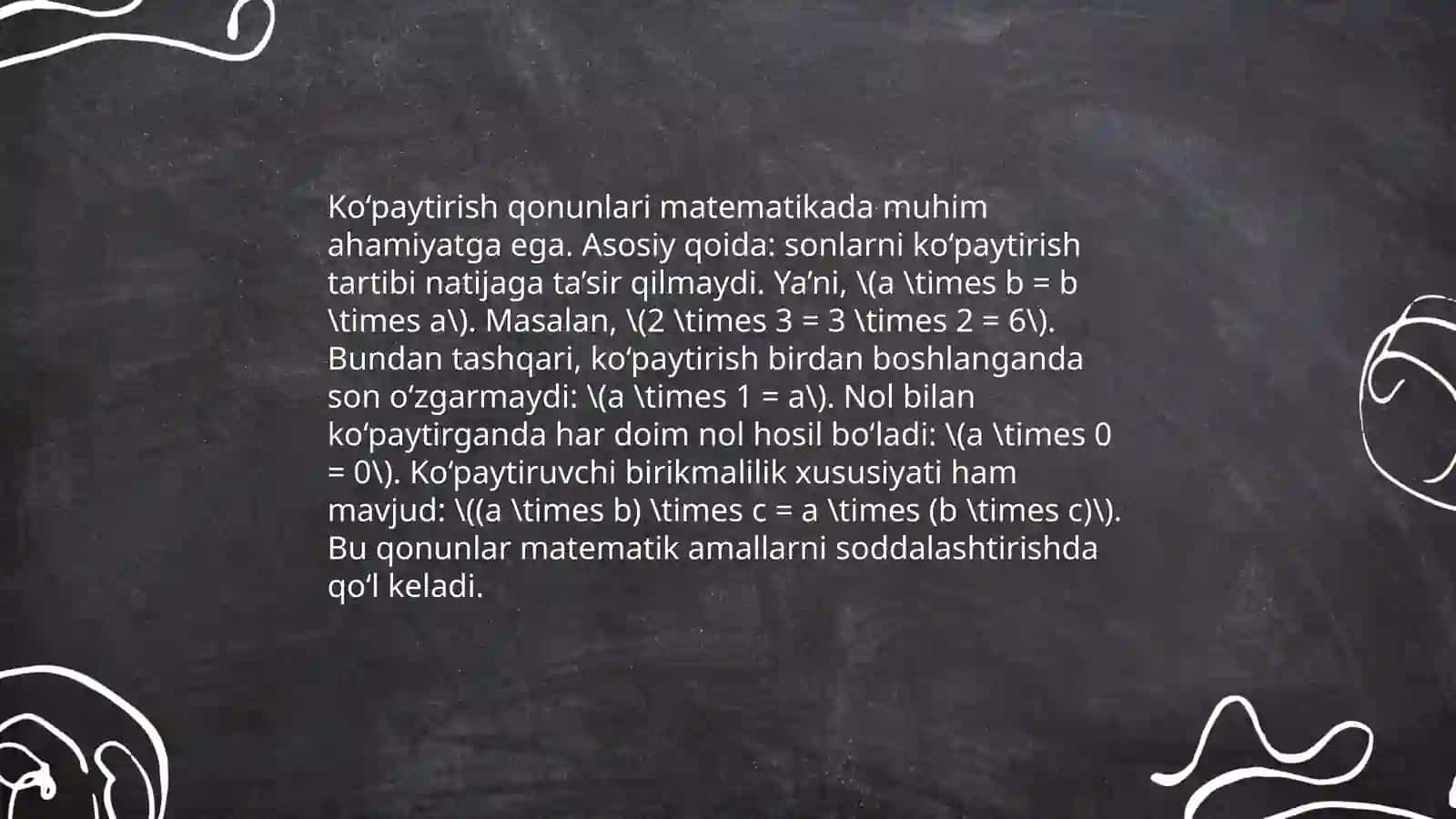 Qo'shish va ko'paytirish qonunlari 4
