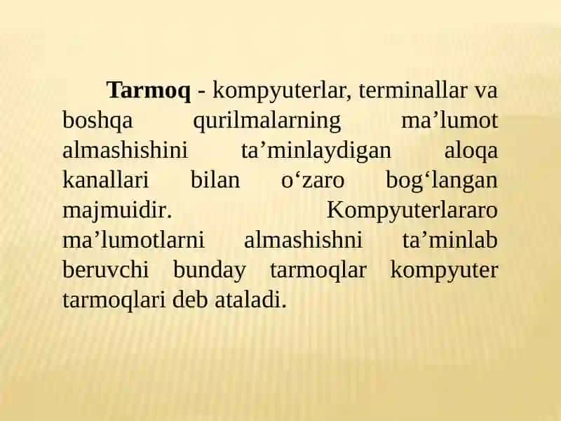 Tarmoqlangan axborot texnologiyalari va Internet xizmatlari 4