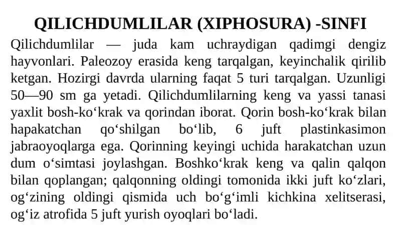 Xelitseralilar (Chelitserata) kenja tipi 4