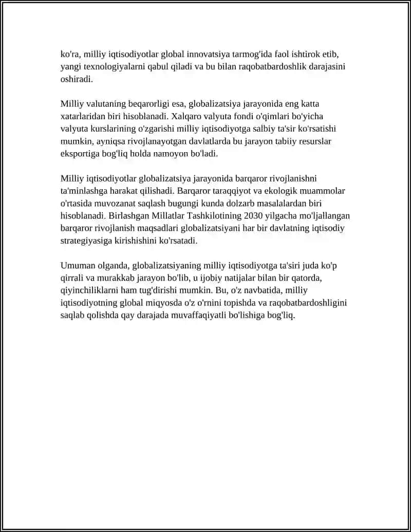 GLOBBALASHUV, GLOBASTIKA VA BARQAROR TARAQQIYOT 4