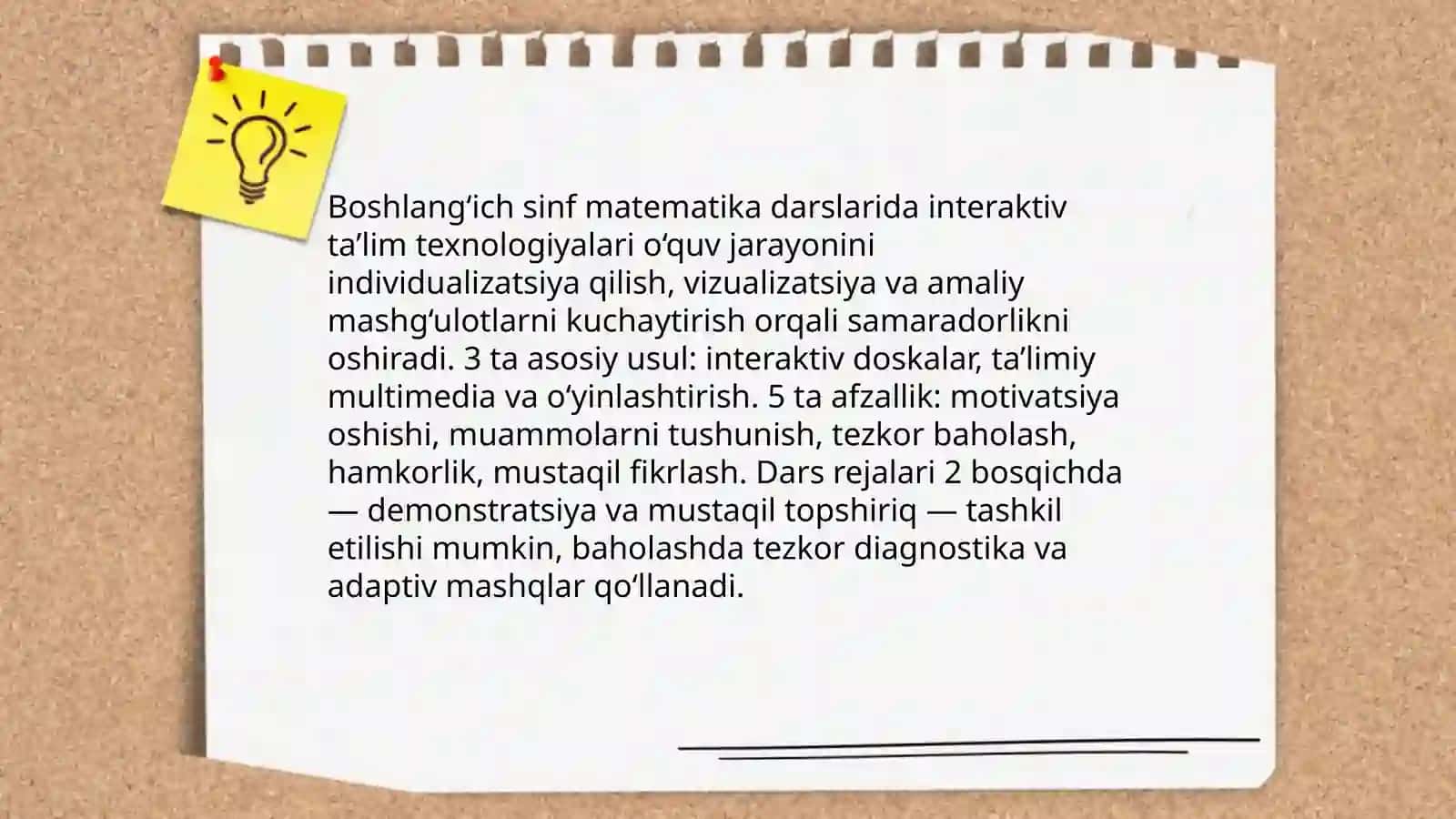 Boshlag‘ich sinf o‘quv fanlarida innavatsion pedagogik texnologiyalarning qo`llanishi 4