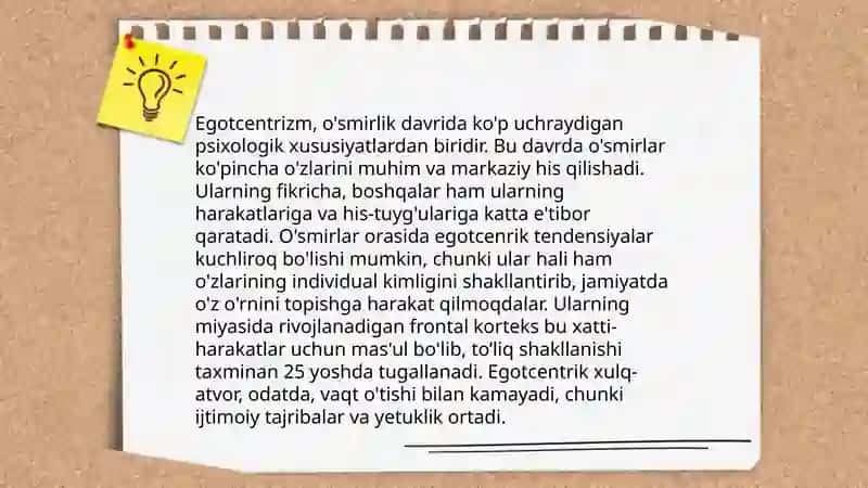 O’smirlik egosentrizmi 4