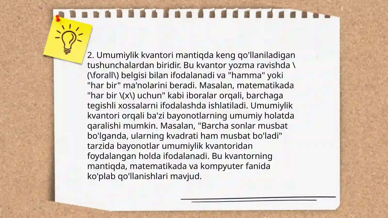 Kvantorlar, umumiylik va mavjudlik 4