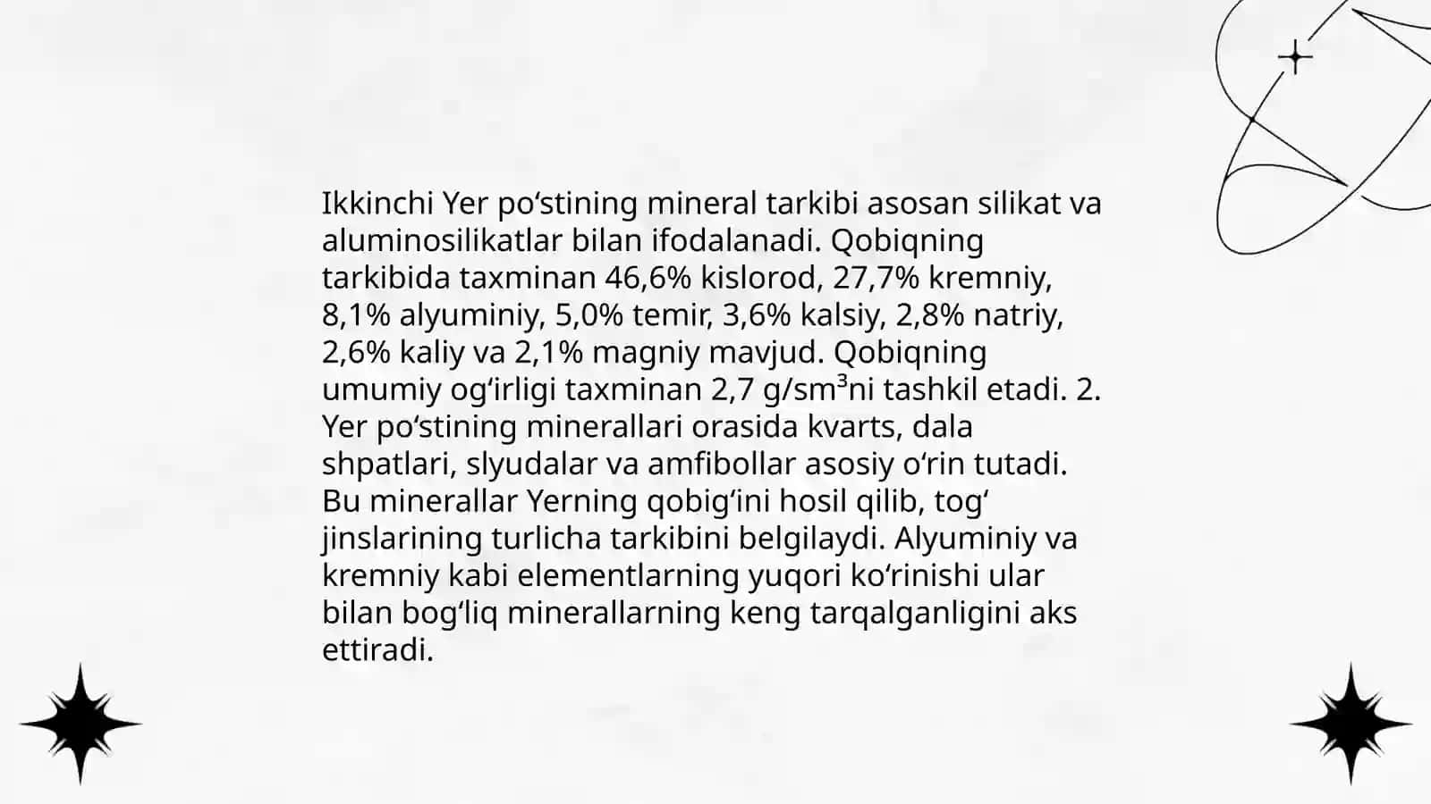 Yer po'stining kimyoviy va mineral tarkibi 4