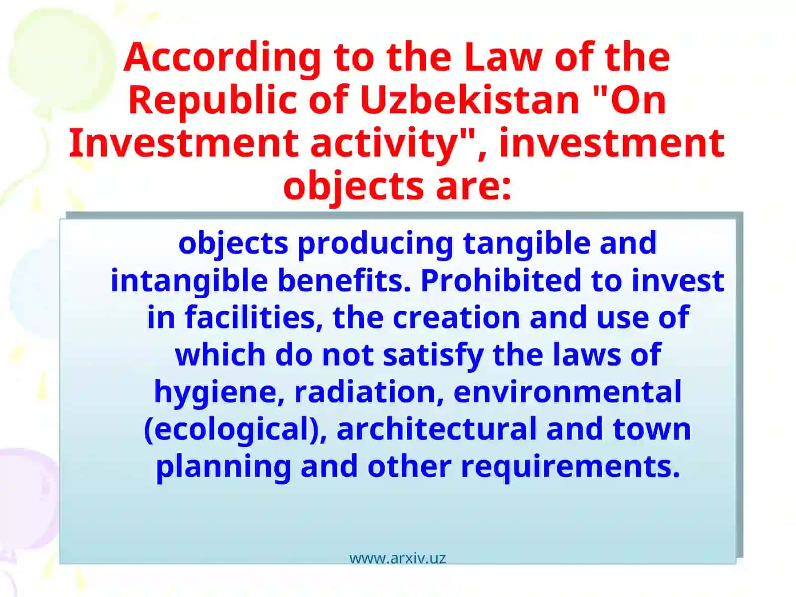 Investment activities and investment policy 4