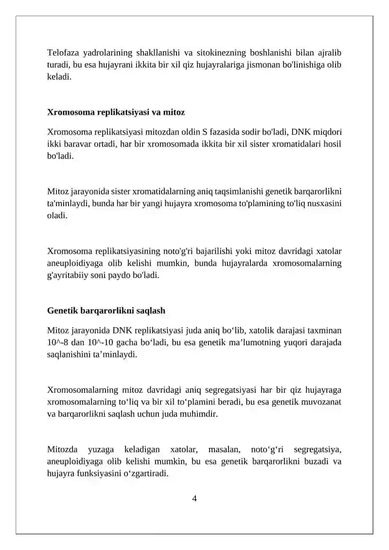 Mitozning genetik mohiyati 4