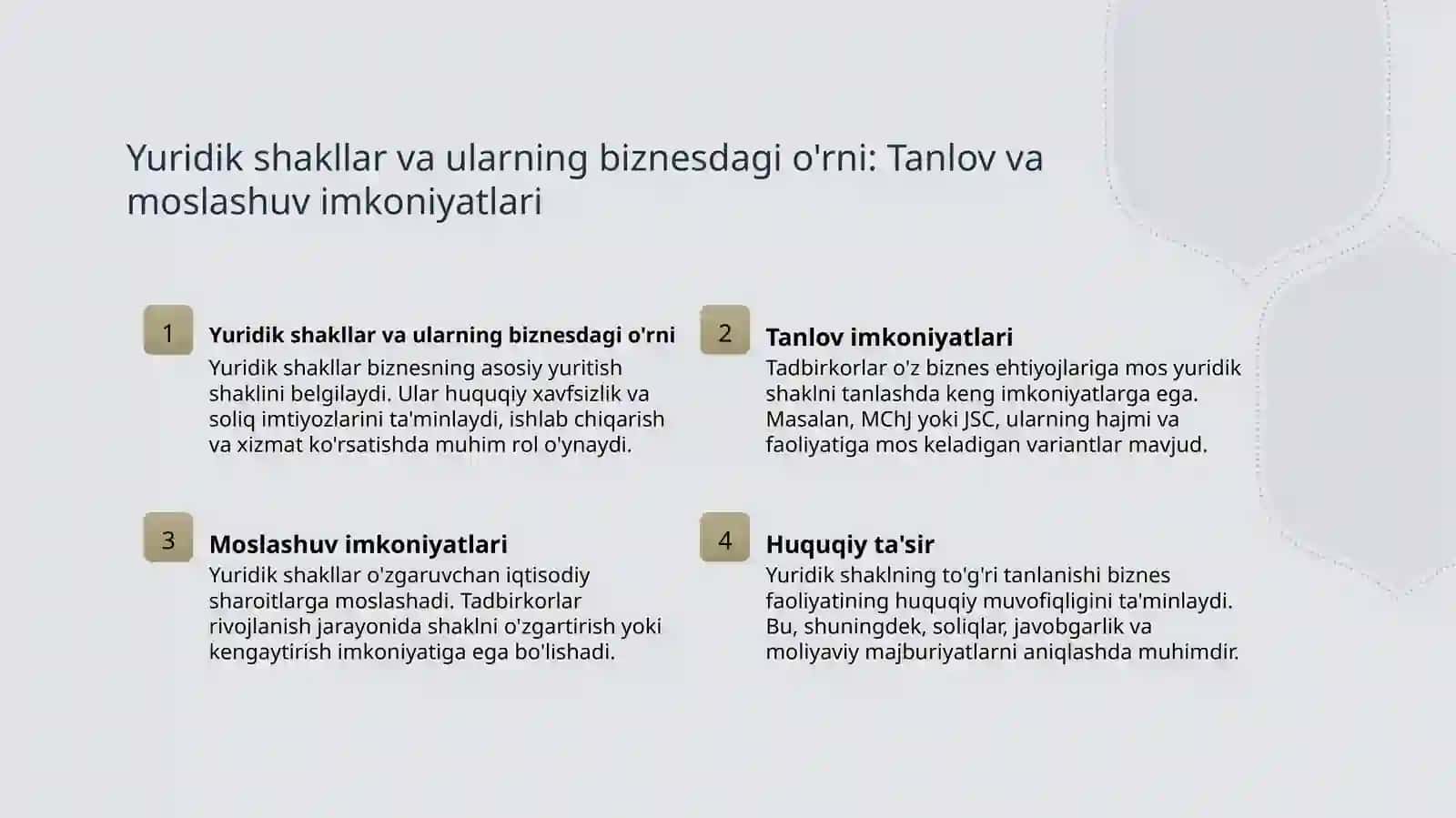 Tadbirkorlikning tashkiliy-huquqiy shakllari 4