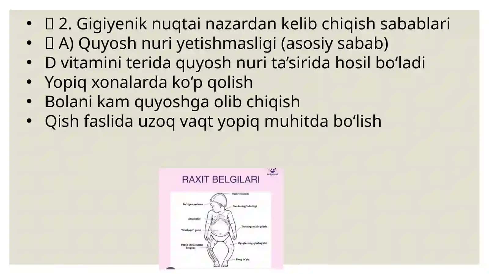 Rahitkasalligini kelib chiqish sabablari vaprofilaltikasi 4