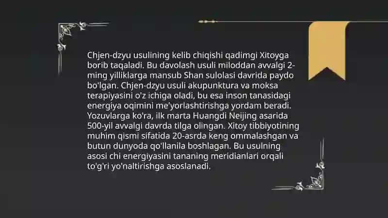Qadimgi koreys tibbiyoti va chjen-dzyu usuli 4