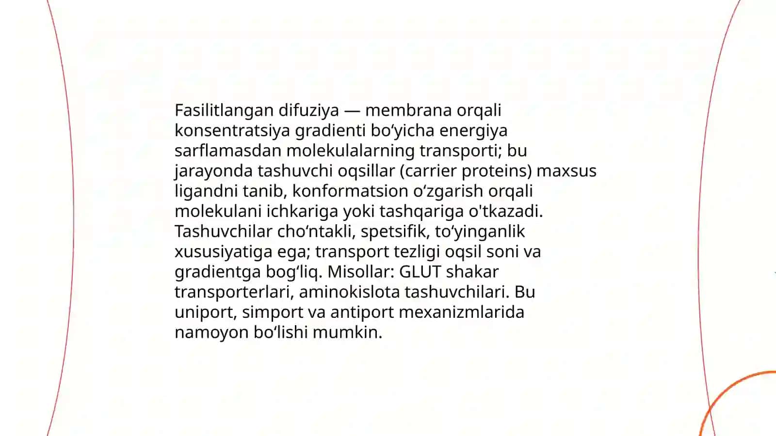 Membrana orqali moddalarning tashilishi 4