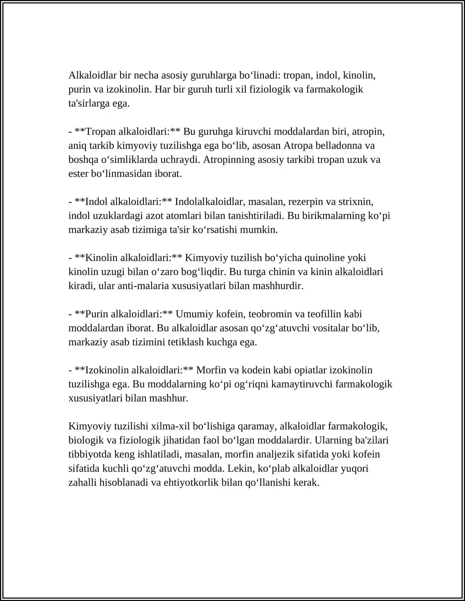 ALKALOIDLAR VA ANTIBIOTIKLARNING YANGI AVLODLARI 4