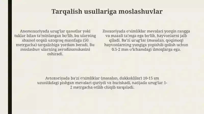 Meva va urugʻlarning tarqalish usullari 4