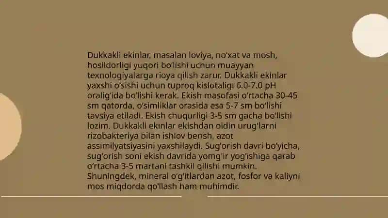 Dukkakli mahsulotlarni yetishtirish sohasi 4