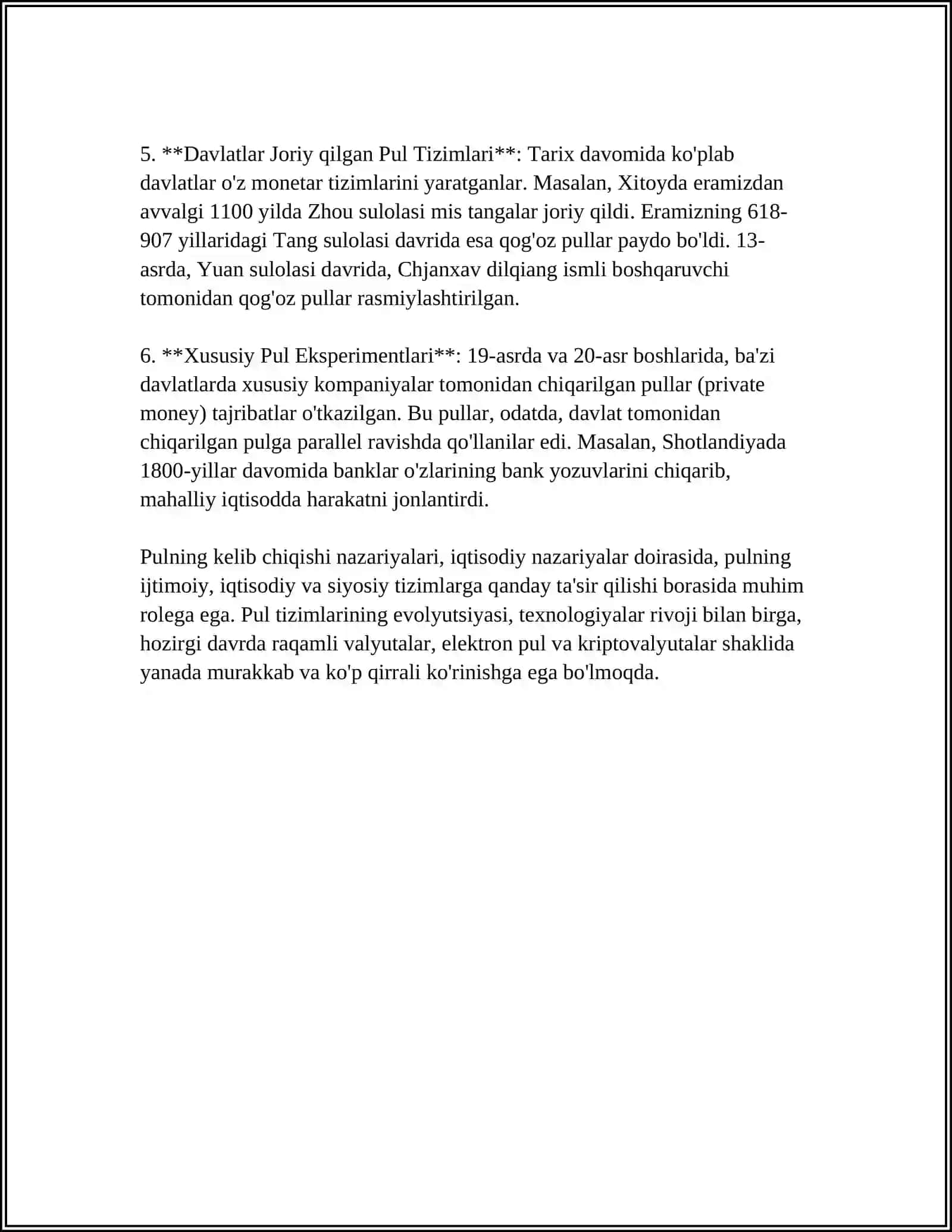 PUL HAQIDA TURLI NAZARIYALAR 4