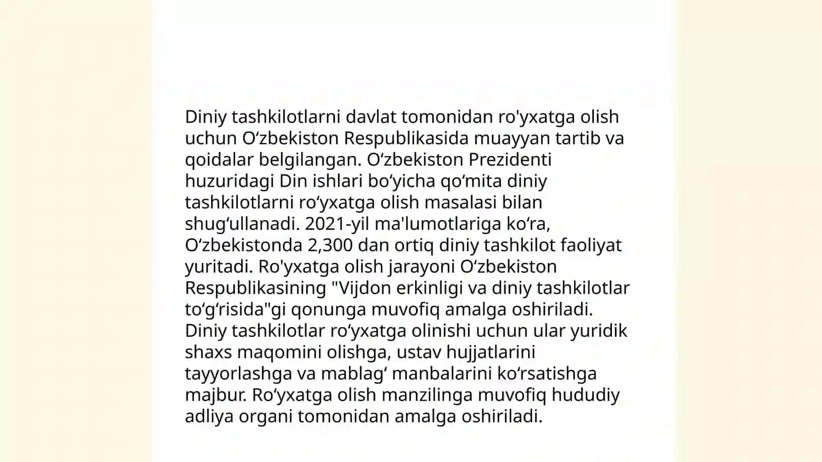 Mustaqillik yillarida O'zbekistonda va din o'rtasidagi munosabatlar 4