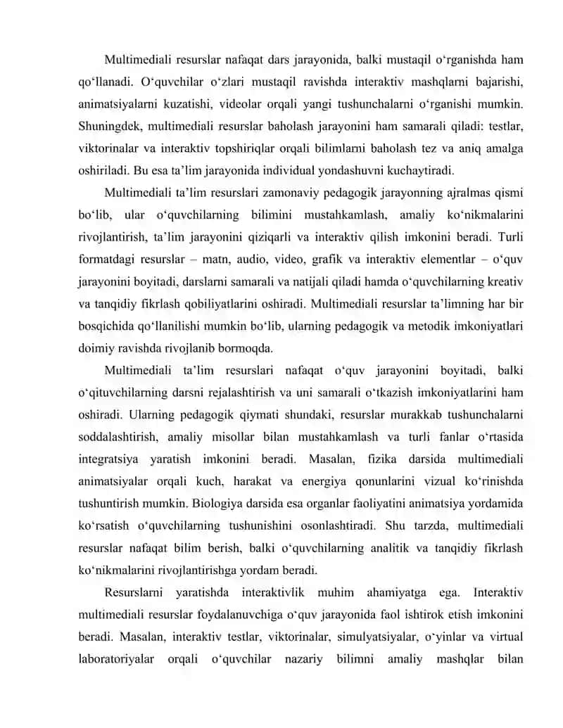 Multimediali ta’lim resurslarini yaratish va ularni qo‘llash 4