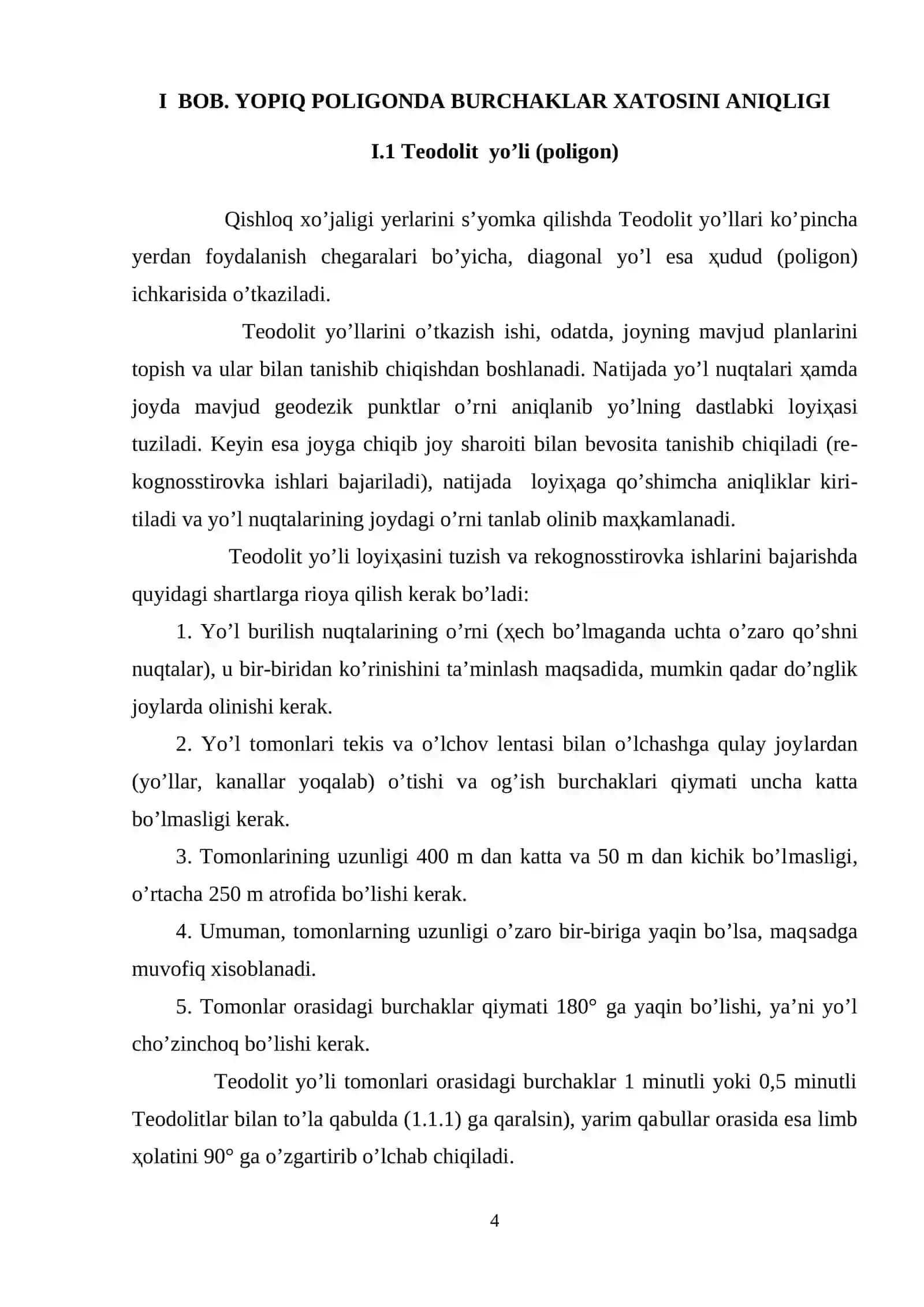 Yopiq poligonda burchaklar va koordinatalar orrtirmasi xatosini aniqlash 4