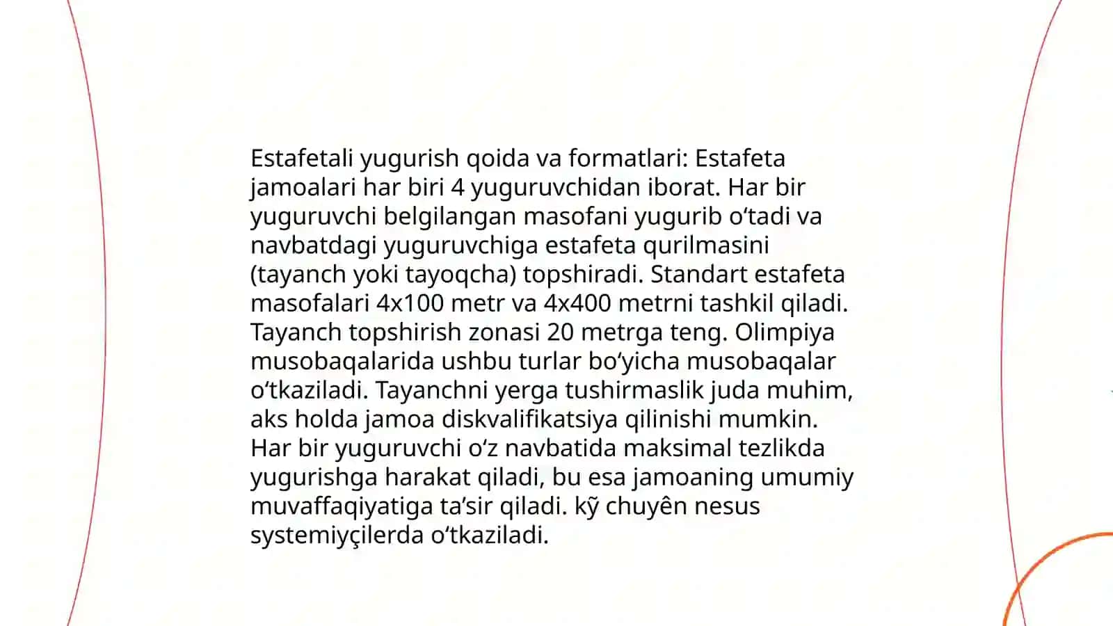 Estafetali yugurish musobaqasi haqida 4