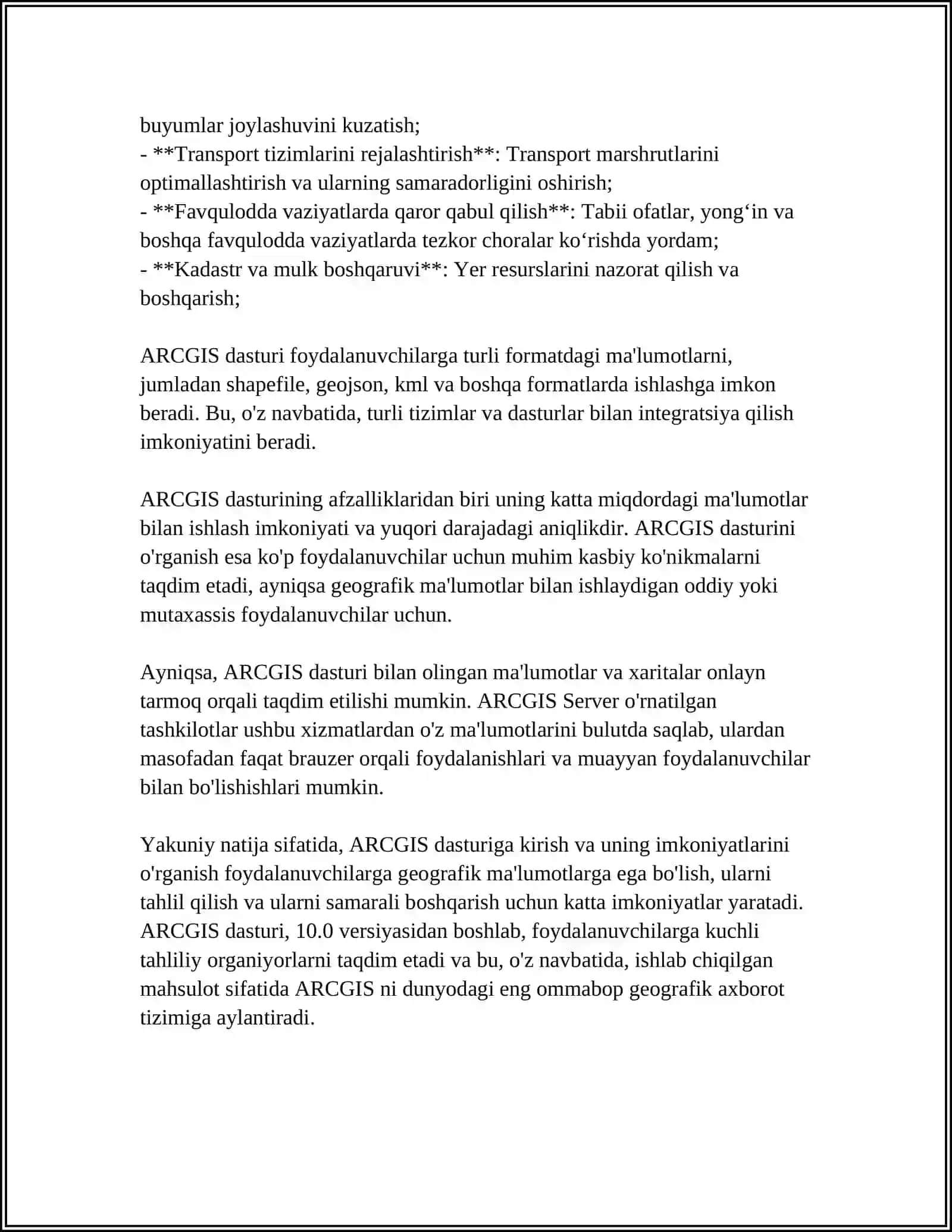 ARCGIS, ARCMAP DASTURI BILAN ISHLASH 4