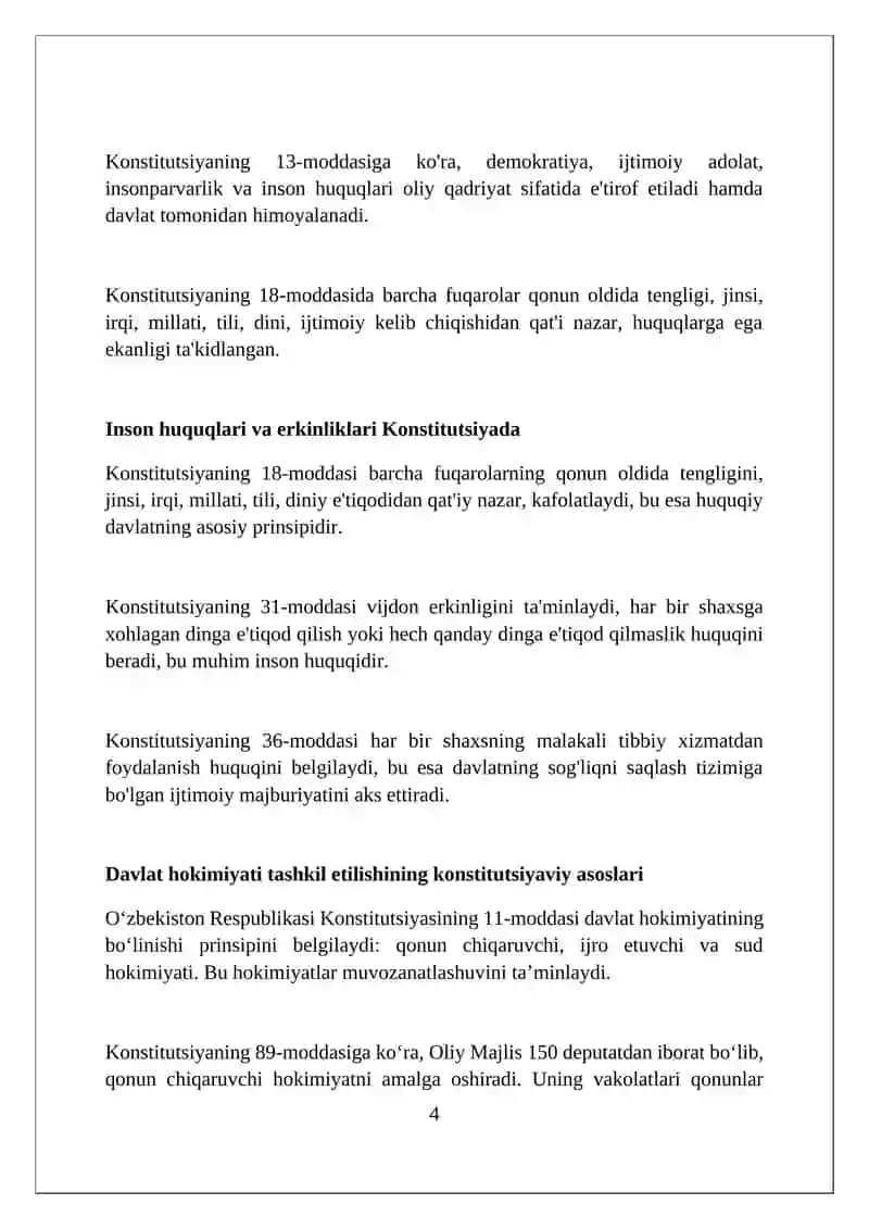 O‘zbekiston Respublikasi Konstitutsiyasi 4