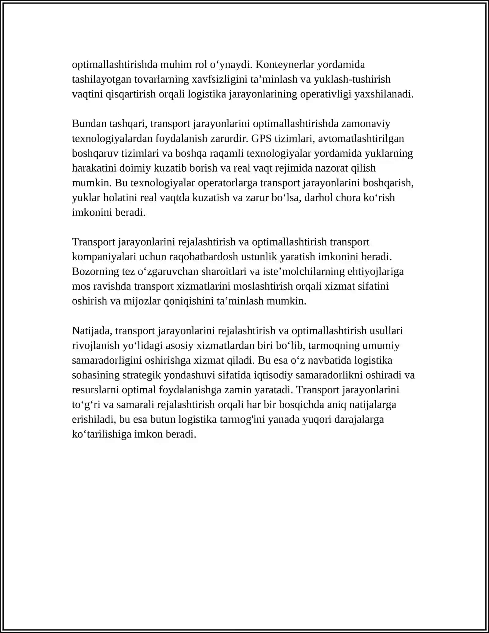TRANSPORT JARAYONLARINI LOGISTIK BOSHQARUV USULLARI 4