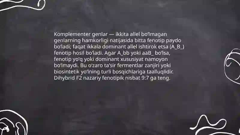 Allel boʻlmagan genlarning oʻzaro tasiri 4